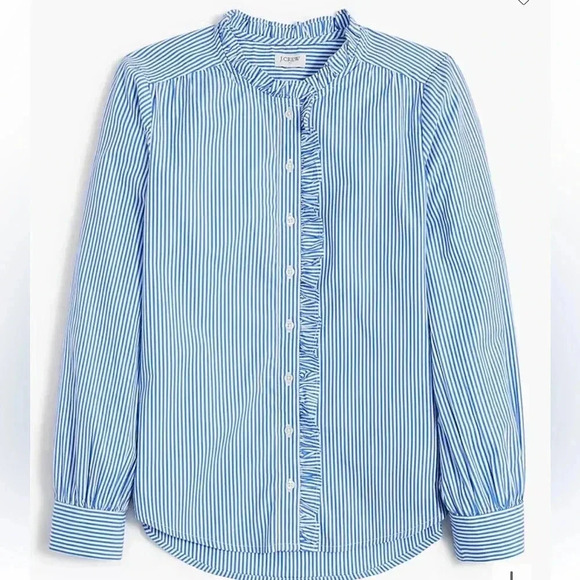 J. Crew Factory Tops - J. Crew Ruffle-placket button-up top striped Size Small NWT